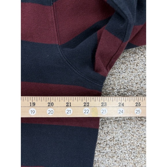 Penguin Munsingwear Rugby Hooded Sweatshirt Mens L Navy Burgundy Green Pullover - Picture 8 of 10